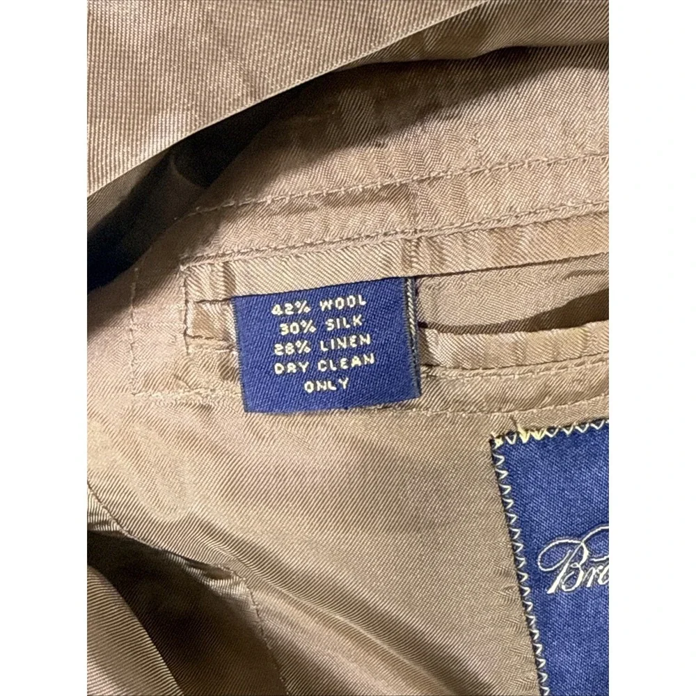 Brooks Brothers Blazer Mens Size 41 Silk Linen Wool Blend Career Office Academia
